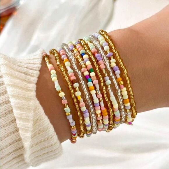 Free People Jewelry - Colorful Beaded Bracelet Set N1014